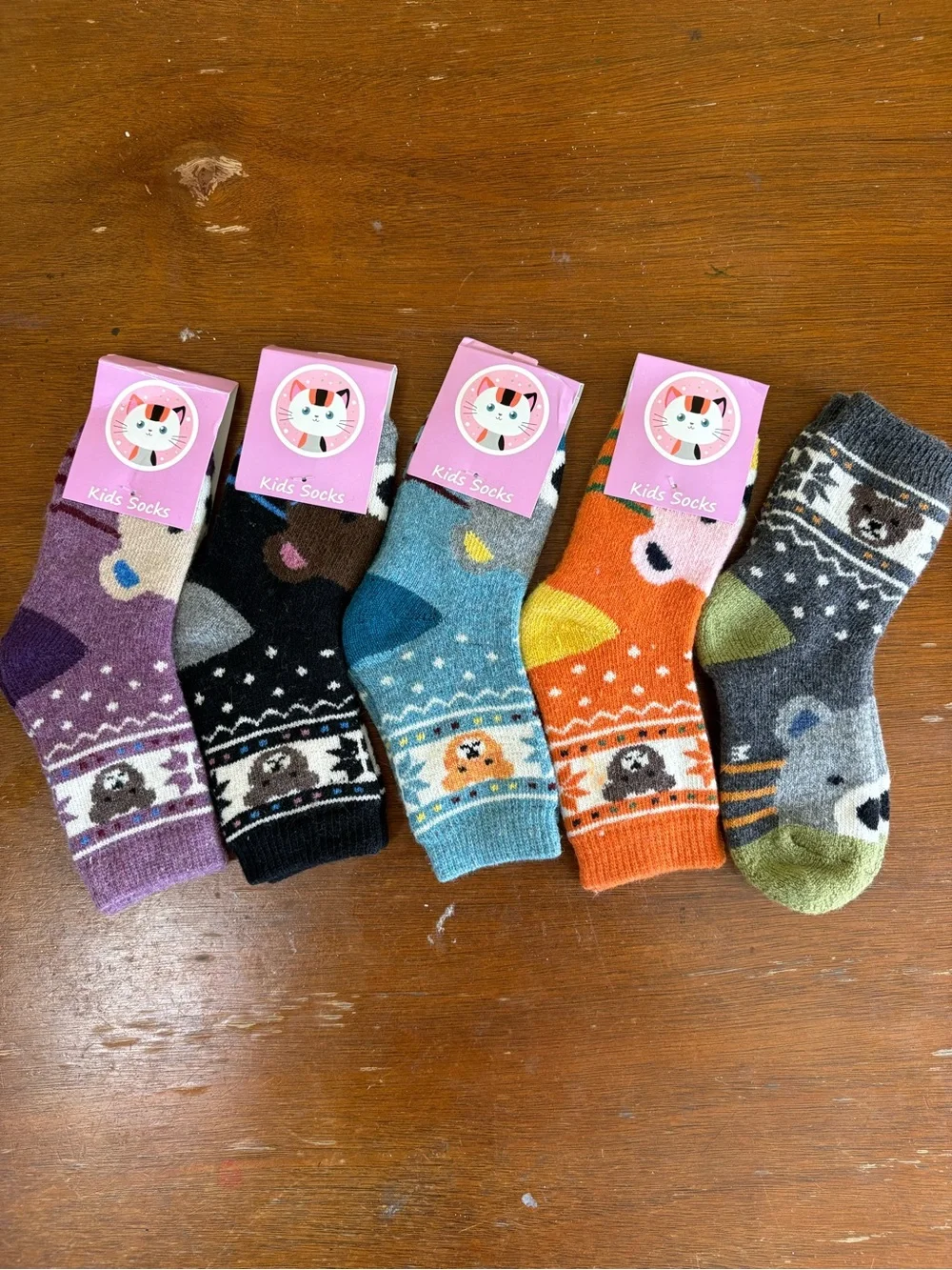 Kids Animal Pattern Cozy Crew Socks - Multi Color Pack